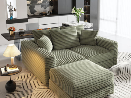 Convertible Deep Seat Sofa With Soft Pillows And Ottomans