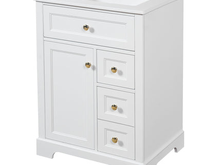 Modern Bathroom Vanity With Sink, 3 Drawers & Cabinet With 2 Tier Door Storage