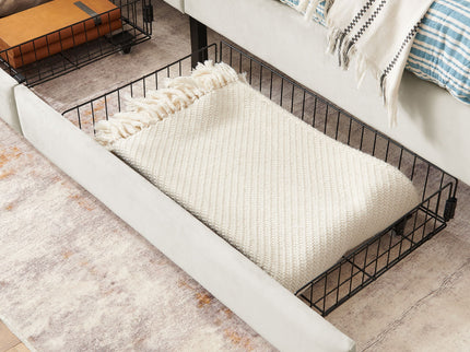 Upholstered Platform Bed Frame With 2 Storage Drawers And Adjustable Sofa Bed