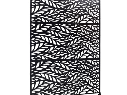 Outdoor & Indoor Privacy Screen Metal Privacy Screen, Freestanding Decorative Privacy Screen For Deck Balcony Patio - Black