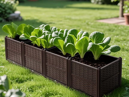 Indoor / Outdoor Rectangular Plastic Planting Box Kit For Vegetables, Herbs, Flowers & Succulents, Coffee, Polypropylene, 62.80" - Coffee