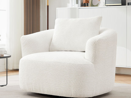 360° Swivel Barrel Sofa Chair With Throw Pillow, Upholstered Accent Chair