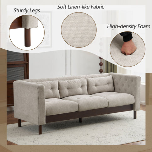 Upholstered Sofa Modern 3 Seater Sofa Couch With Tufted Design For Living Room