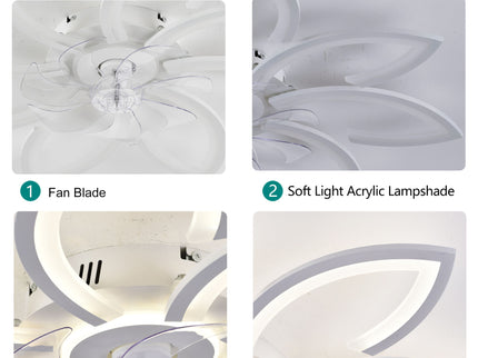 30" Flower 6 Speed Ceiling Fan With Remote Controlled LED Lights, Low Profile Flush Mount Fan