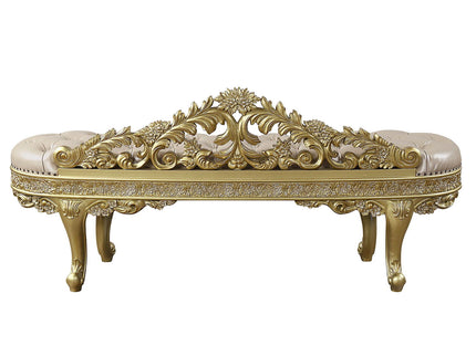 Cabriole - Synthetic Leather Bench - Gold