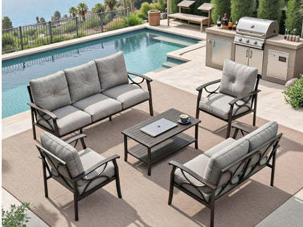 Patio Furniture Set With Coffee Table And Cushions For Backyard