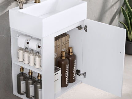 Modern Bathroom Vanity With Sink, Diamond Pattern Doors