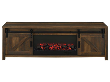 Clover - Fireplace TV Stand - Brown