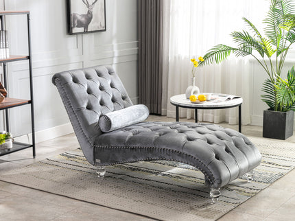 Chaise Lounge Indoor, Button Tufted Upholstered Chaise Lounge Chair With Pillow