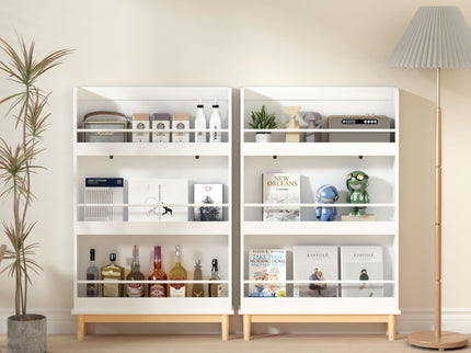 Wall Mounted Bookshelf, 3 Front Facing Display Shelves For Toddler Bedroom - White