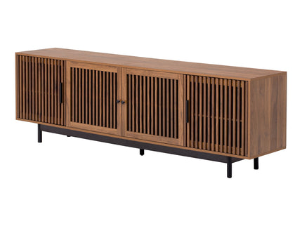 TV Stand For TVs, Entertainment Center With Closed Storage & Cable Management, Soft Closing Hinges - Walnut