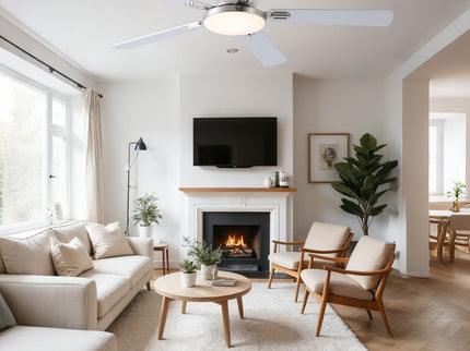 Flush Mount Ceiling Fans With LED Light And Remote Control, 5 Blades