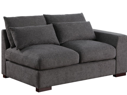 Tatman - Linen Blend Sectional With 2 Ottomans - Dark Gray