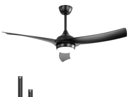 52" Ceiling Fan With 18W LED Light And Remote Control, 3 Blades DC Motor
