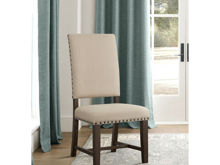 Upholstered Side Chair With Nailhead Accents (Set of 2) - Beige