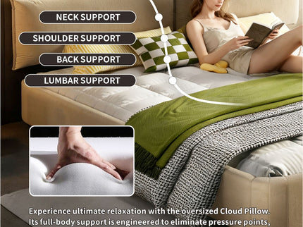 Cloud Bed Frame With Oversized Padded Movable Headboard