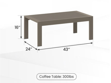 All-Weather Outdoor Coffee Table With Wood-Look Top
