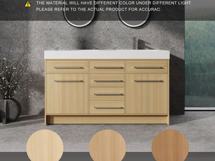Freestanding Bathroom Vanity With Resin Sink, Soft-Closing Doors And Drawers