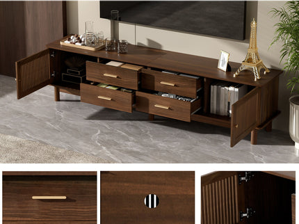 TV Stand For 85" TVs, 4 Smooth Glide Drawers - Walnut