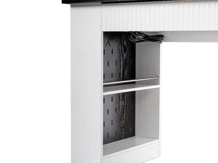 Modern Fluted Office Desk With Storage Cabinet