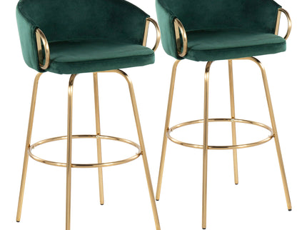 Claire - Contemporary / Glam Fixed Height Bar Stool (Set of 2) Round Footrest (Set of 2)