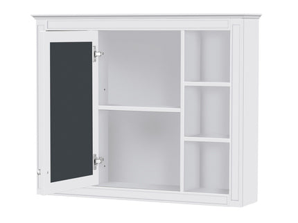 Wall Mounted Medicine Cabinet With Mirror, Storage Cabinet Featuring 6 Open Shelves And Adjustable Interior