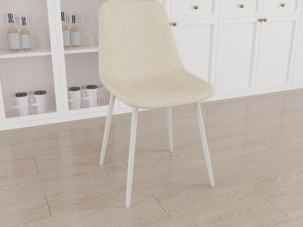 Modern Kitchen Dining Chairs (Set of 4) With Linen Padding And Sturdy Metal Legs - Beige