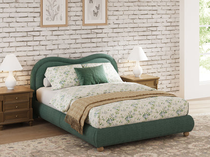 Upholstered Platform Bed Frame With Curved Headboard
