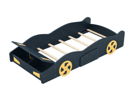 Race Car Shaped Platform Bed With Wheels And Storage