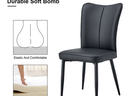 Modern Chair Set 4 Pieces With Vertical Backrest Design For Kitchen And Living Rooms - Black