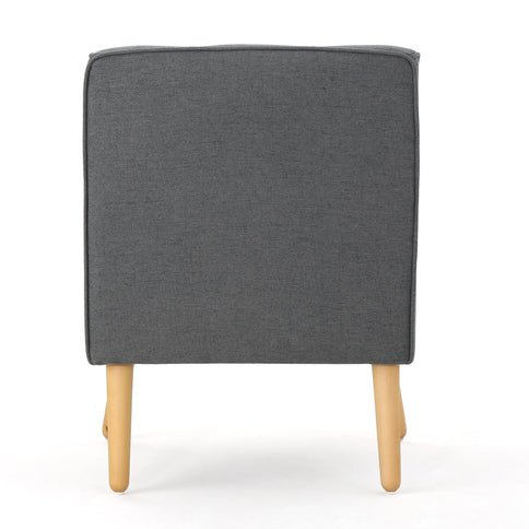 Modern Arm Chair With Tufted Back And Wooden Legs