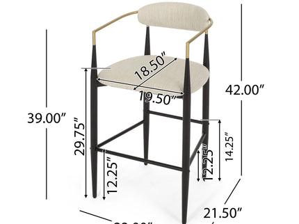 Upholstered Bar Stools With Backs For Kitchen Island (Set of 2)