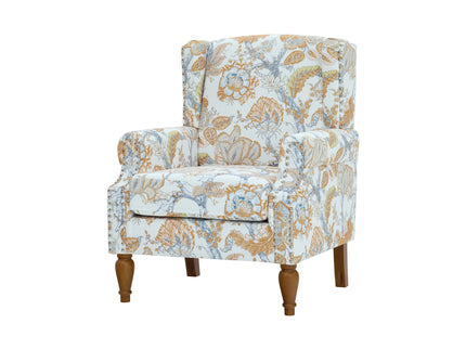 Accent Chair With Floral Upholstery And Nailhead Trim