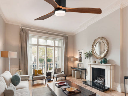 Indoor Ceiling Fan With Lights, Reversible DC Motor, Remote Control - Black