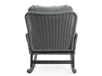 Contemporary Minimalist Wicker Rocking Chair With Soft Cushions And Durable Wooden Frame