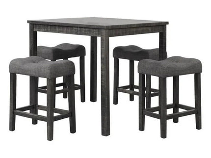 Transitional Counter Dining Set With 4 Tufted Stools