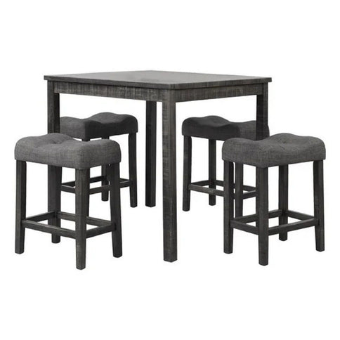 Transitional Counter Dining Set With 4 Tufted Stools