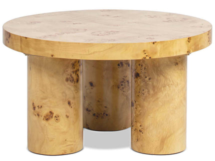 Nebula - Round Pillar Leg Coffee Table - Warm Natural Brown Burl
