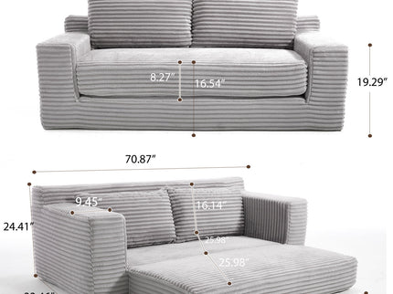 Convertible Loveseat Sofa Bed With Memory Foam & Steel Frame