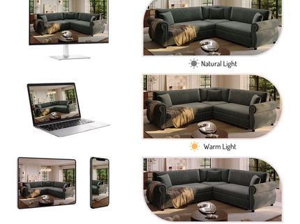 L-Shaped Sofa Couch With Pull-Out Bed