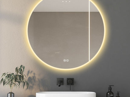 Round LED Bathroom Mirror With Adjustable Lights, Anti Fog & Dimmable For Home Decor - Silver