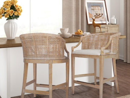 Casual Handcrafted Rattan Counter Stool