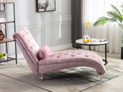 Chaise Lounge Indoor, Button Tufted Upholstered Chaise Lounge Chair With Pillow