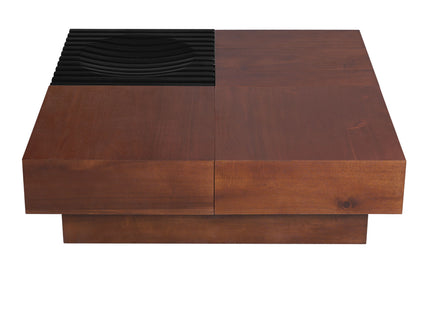 Italian Retro Inspired Acacia Wood Storage Coffee Table - Brown / Black