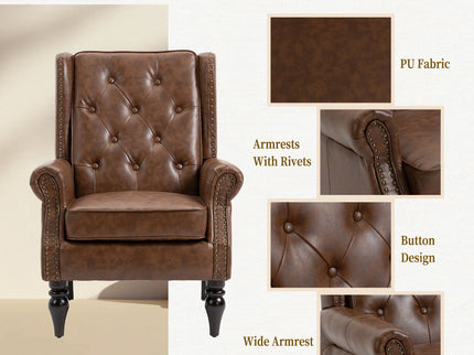 Modern Accent Armchair With Sturdy Wood Legs