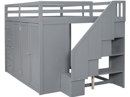 Loft Bed With Built In Wardrobes, Cabinets And Drawers