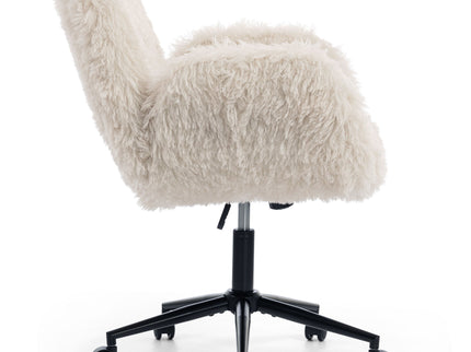 Swivel Chair With Adjustable Armrests And Wheels For Home Office - Beige