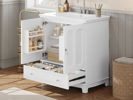 Bathroom Vanity With Sink, Cabinet With Adjustable Shelf And Drawer Divider