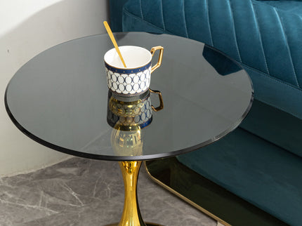 Modern Minimalist Coffee Table With Steel Legs And Tempered Glass Top