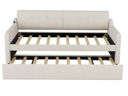 Upholstered Daybed With Trundle And USB Charging